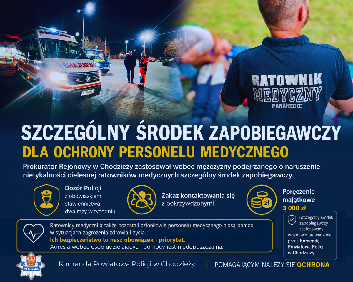 SZCZEGÓLNY ŚRODEK ZAPOBIEGAWCZY DLA OCHRONY PERSONELU MEDYCZNEGO ZASTOSOWANY W SPRAWIE PROWADZONEJ PRZEZ KOMENDĘ POWIATOWĄ POLICJI W CHODZIEŻY