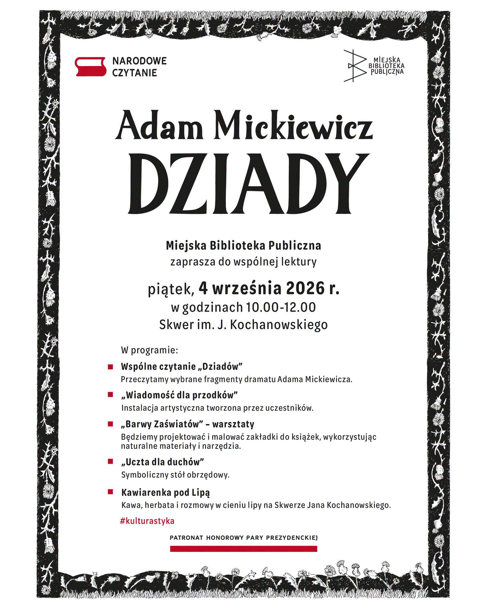 Wałcz. Narodowe Czytanie 2026 | „Dziady” Adama Mickiewicza