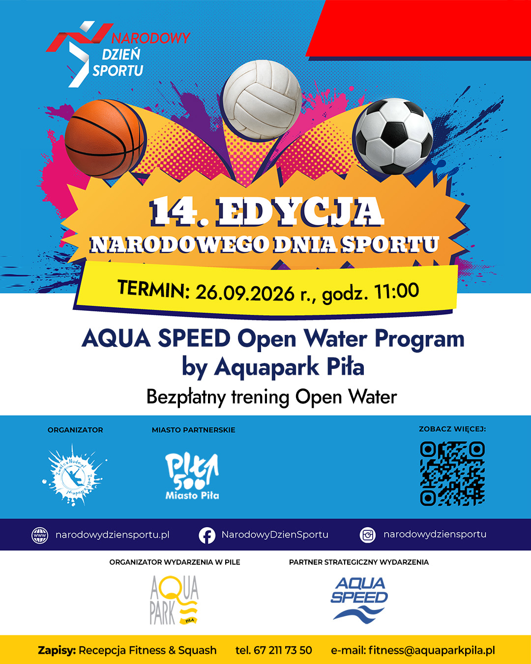 Aquapark zaprasza na bezpłatny trening Open Water. Narodowy Dzień Sportu w Pile