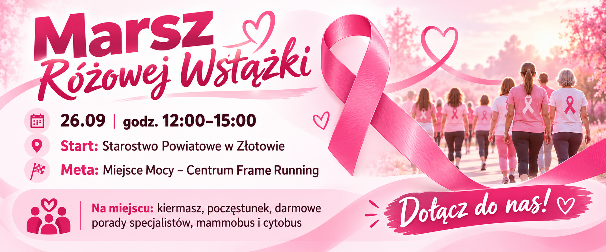 Marsz Różowej Wstążki w Złotowie – razem dla zdrowia kobiet!
