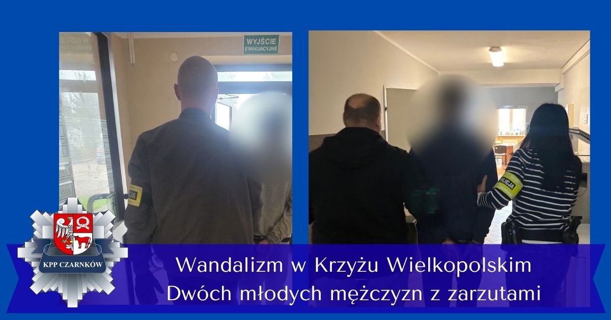 Wandalizm w Krzyżu Wielkopolskim. Dwóch młodych mężczyzn z zarzutami