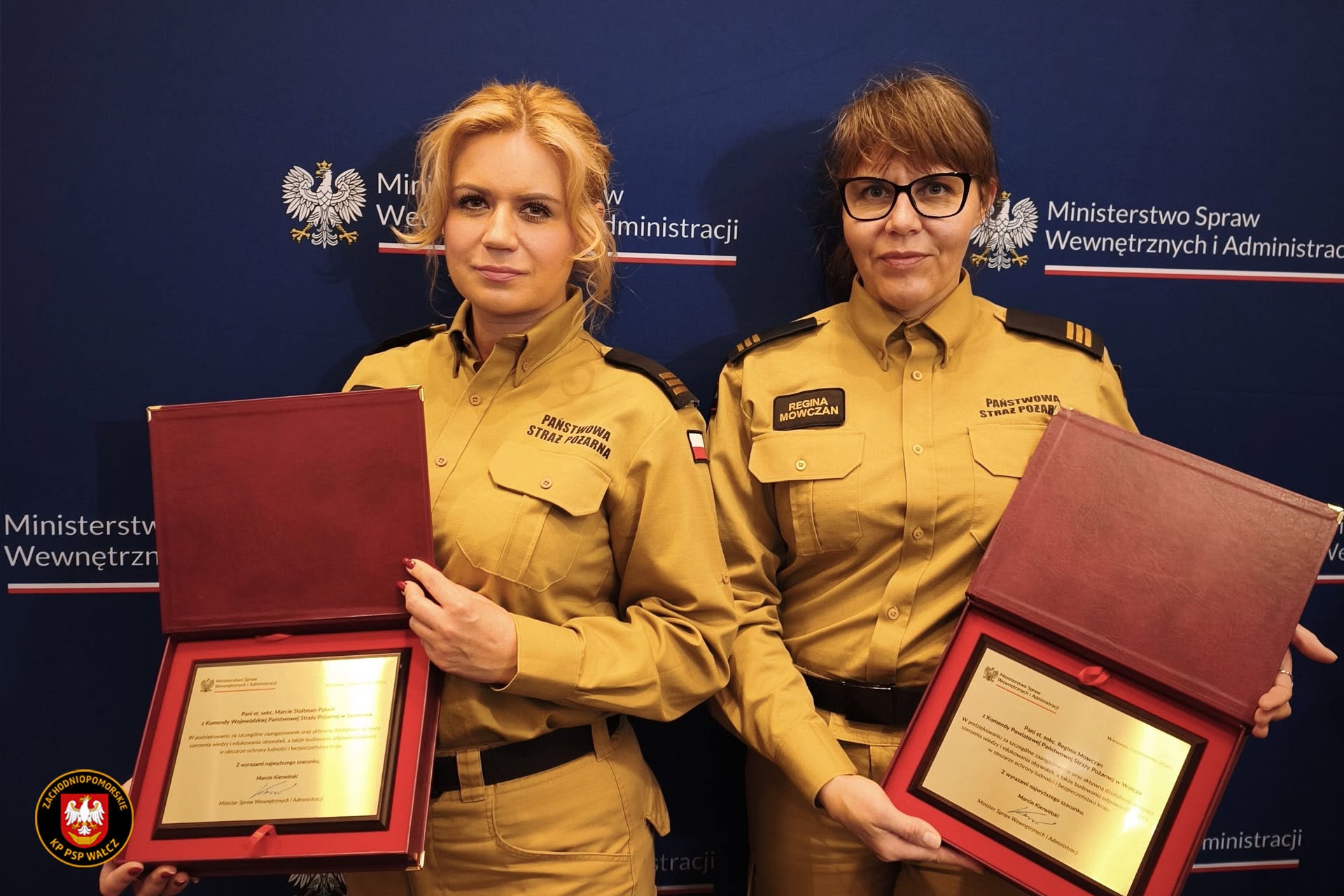 Funkcjonariuszka KP PSP w Wałczu wyróżniona przez Ministra Spraw Wewnętrznych i Administracji