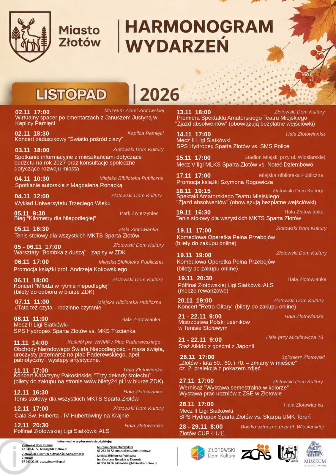 Listopad w Złotowie zapowiada się niezwykle ciekawie!