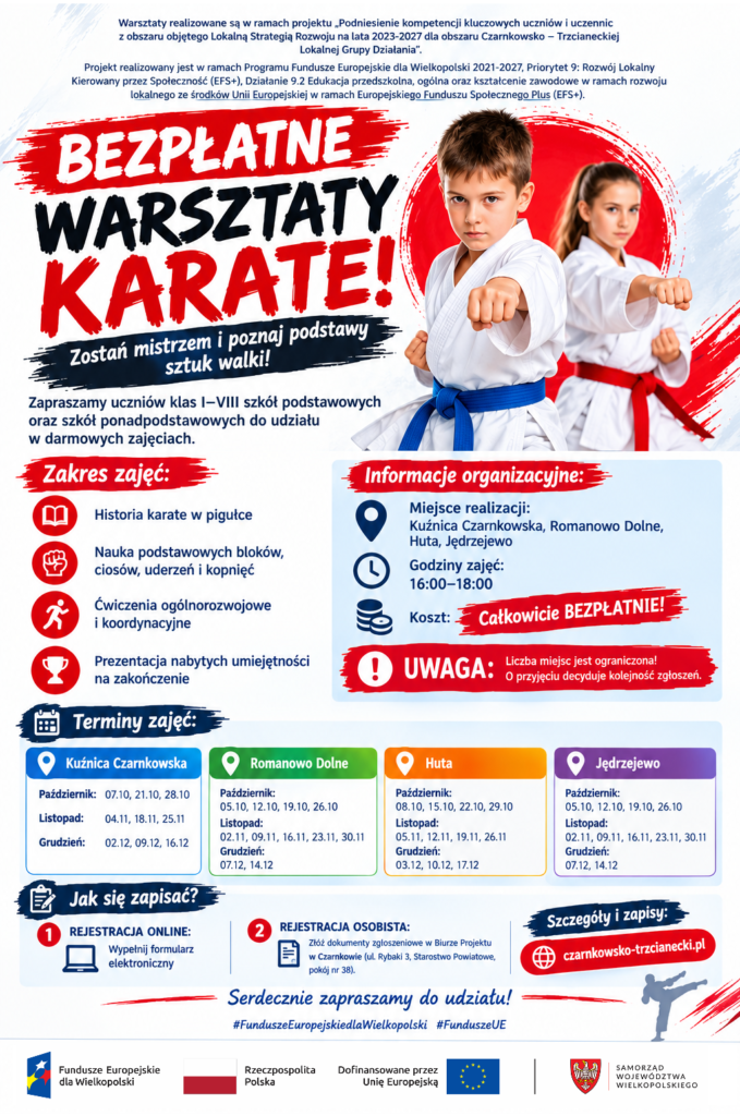 Zapraszamy na Bezpłatne warsztaty karate!