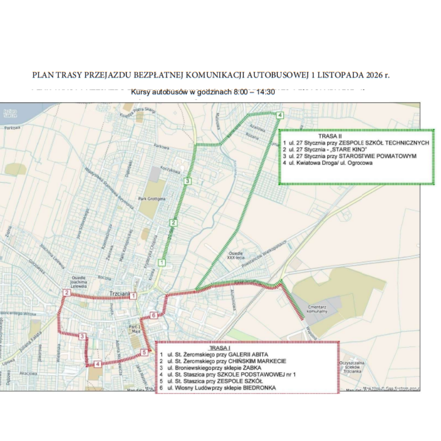 Trzcianka. Bezpłatna komunikacja autobusowa na 1 listopada